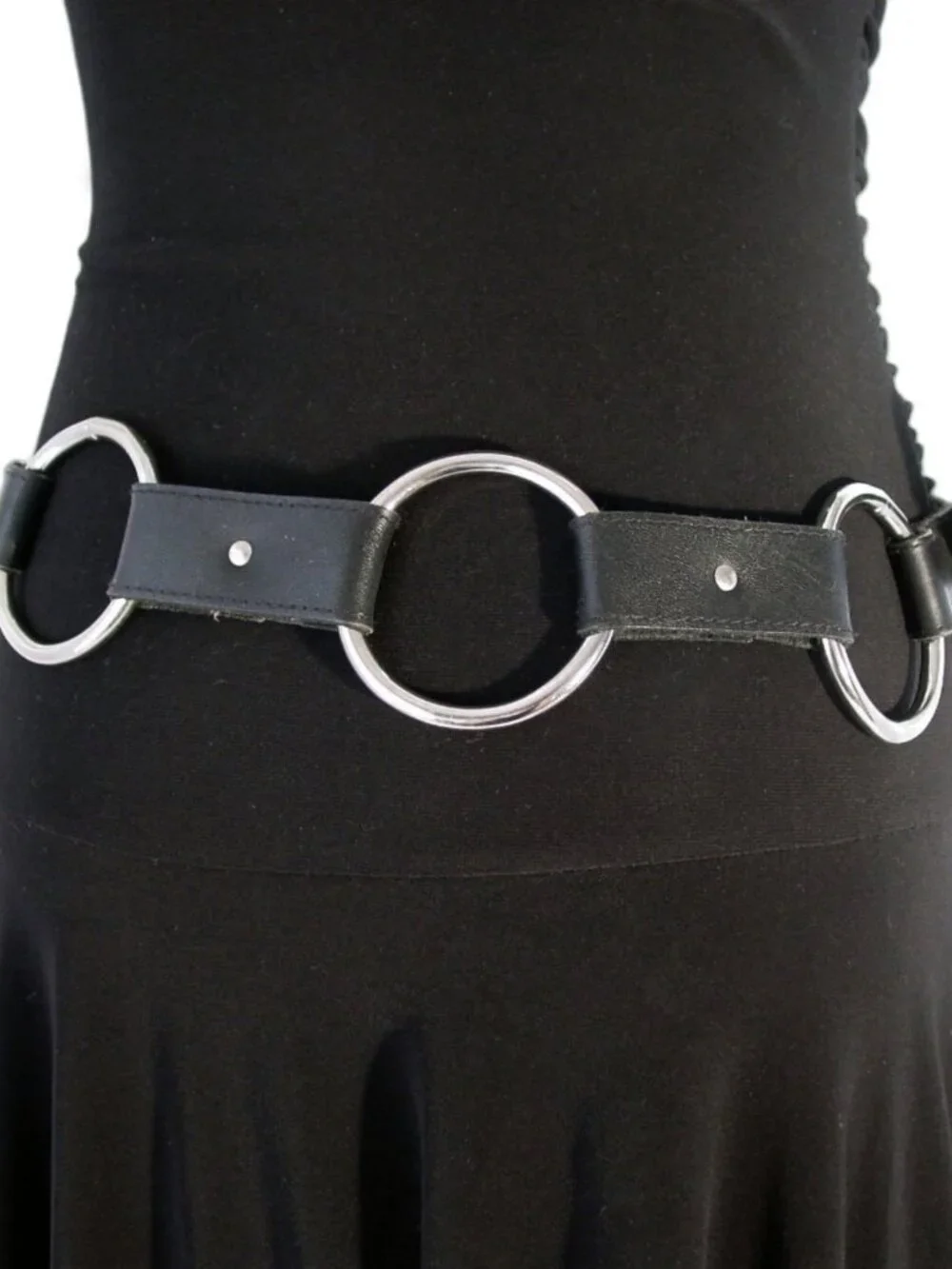 SILVER RINGS Leather Snap-On Chain Belt Women's M - Picture 3 of 3